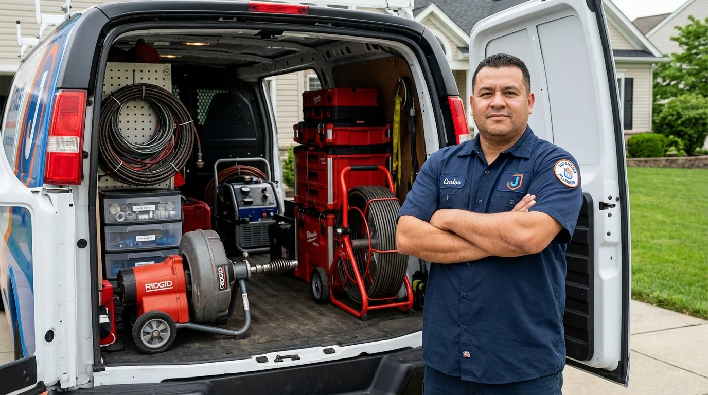 Professional drain cleaning equipment and Johns Plumbing LLC plumber in Fulshear