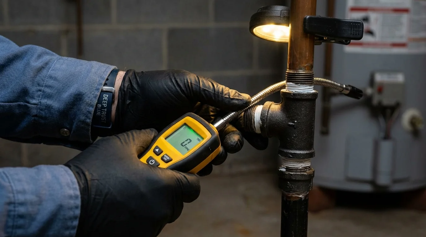 Gas leak detection with electronic sniffer by Johns Plumbing LLC in Fulshear